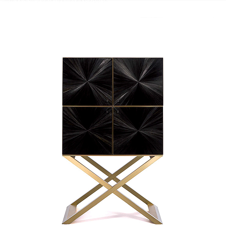 Барный шкаф ARMANI CASA CLUB BLACK STRAW MARQUETRY
