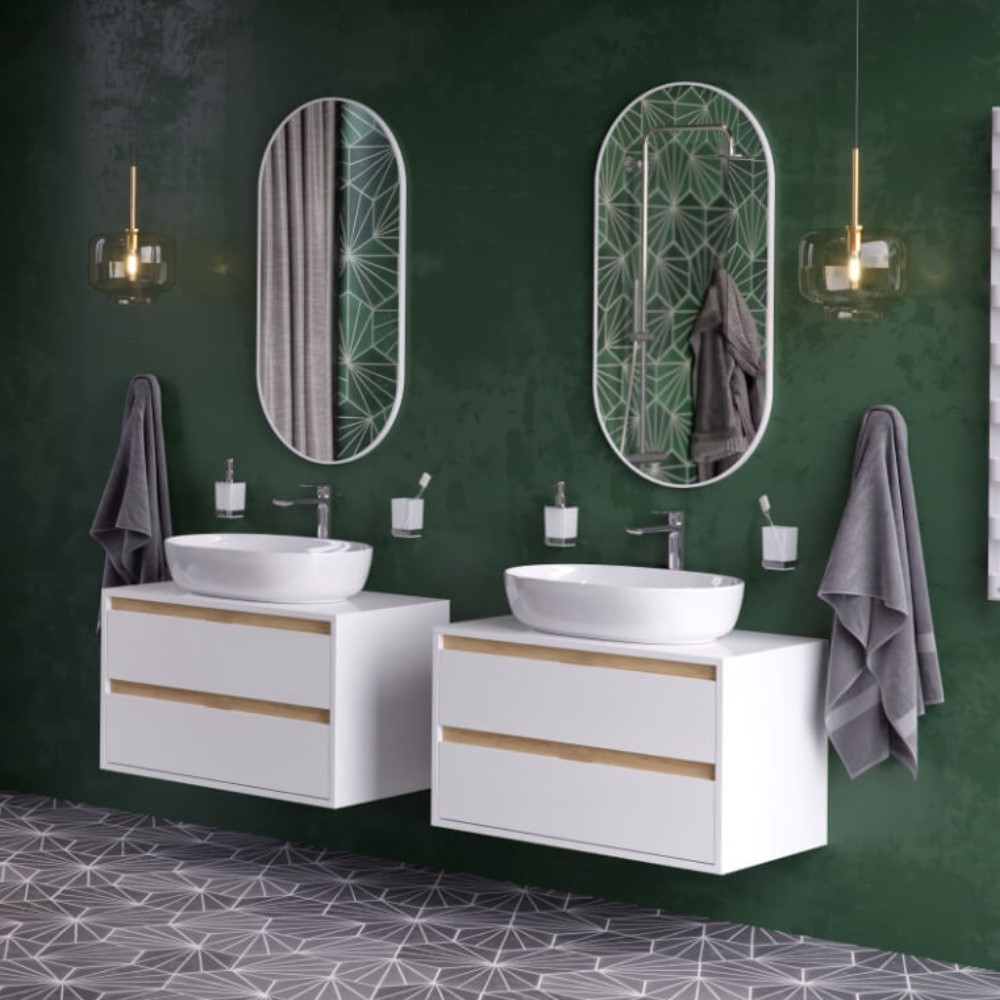 Зеркало овальное EXCELLENT Revia 100x50 (белый мат)