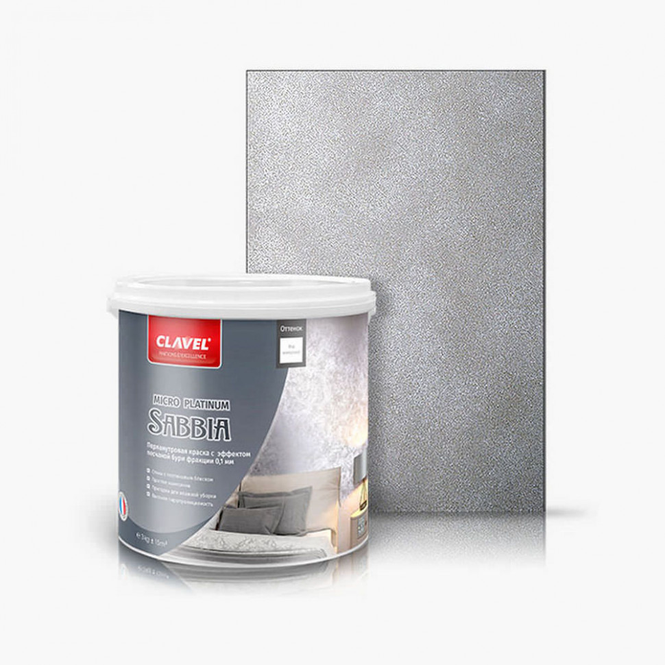 Декоративная краска Clavel «Sabbia Micro», Platinum 3 кг