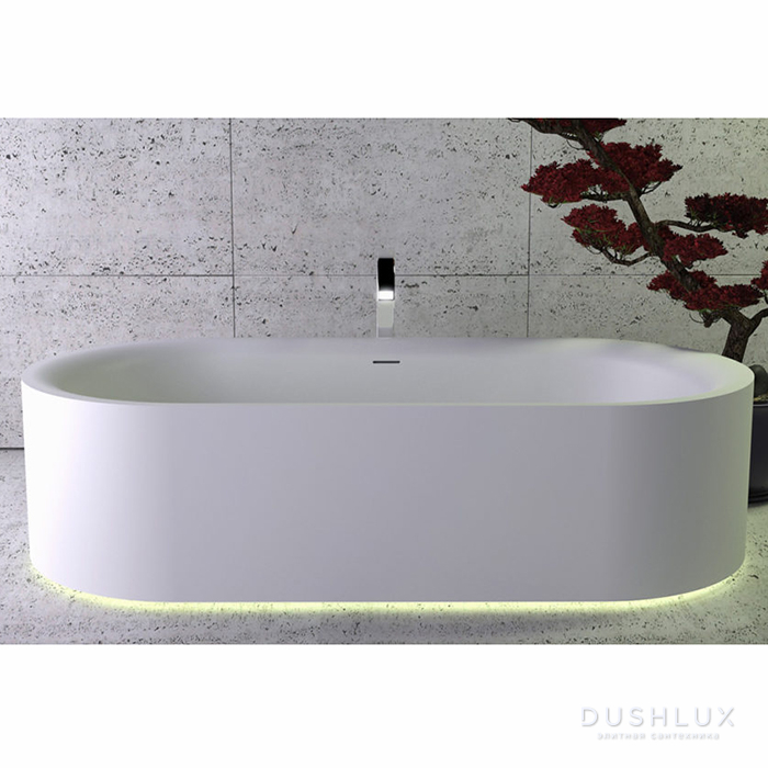 KNIEF Moon Ванна 190x90x50см., отдельностоящая, c встроенной LED подсветкой ,с слив переливом, цвет: белый матовый