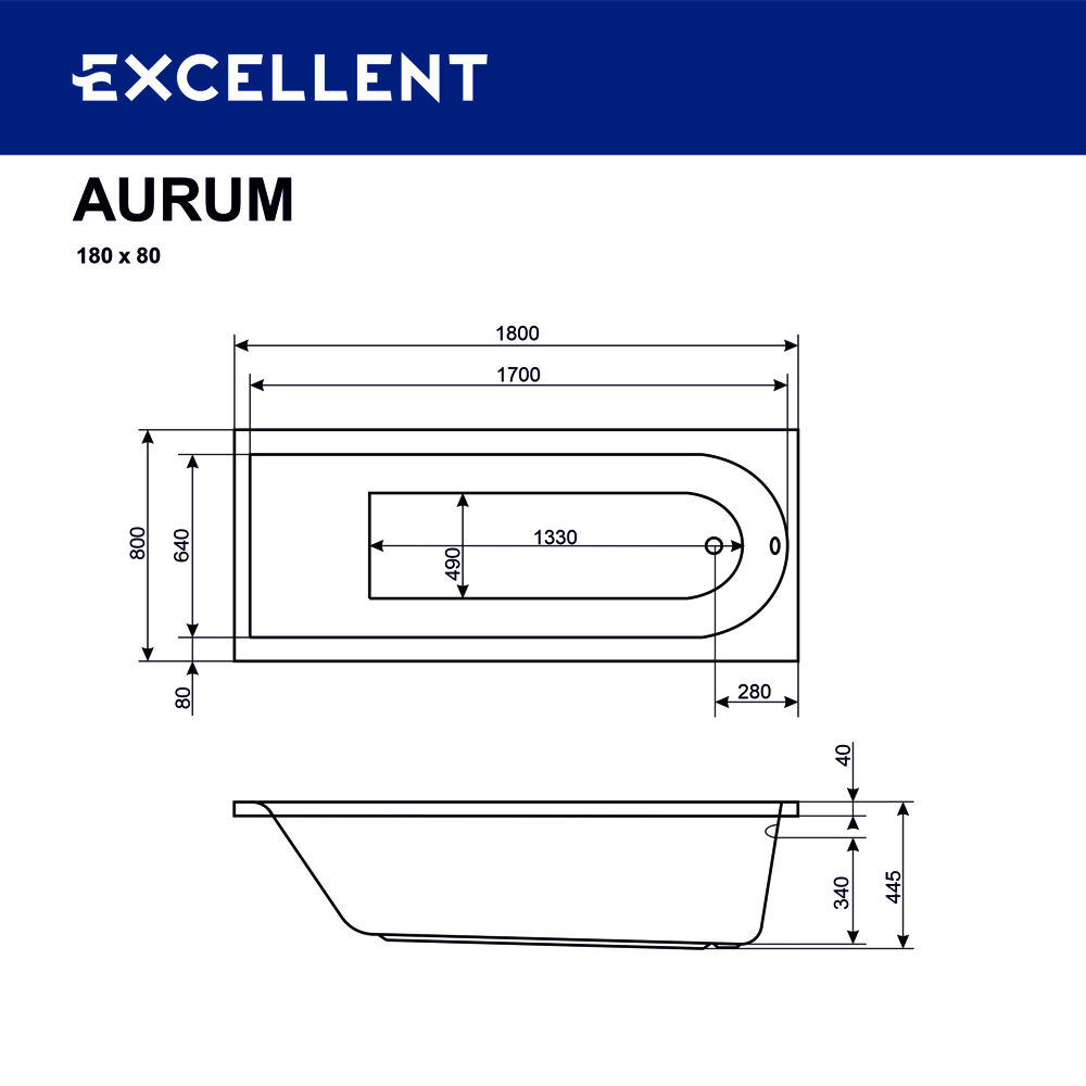 Ванна ACTIMA Aurum 180x80 "HYDRO+" (хром)