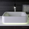 KNIEF Shine Раковина 50х40х15 см, без отв., с пьедисталом, без перелива, с LED подсветкой, цвет: белый матовый